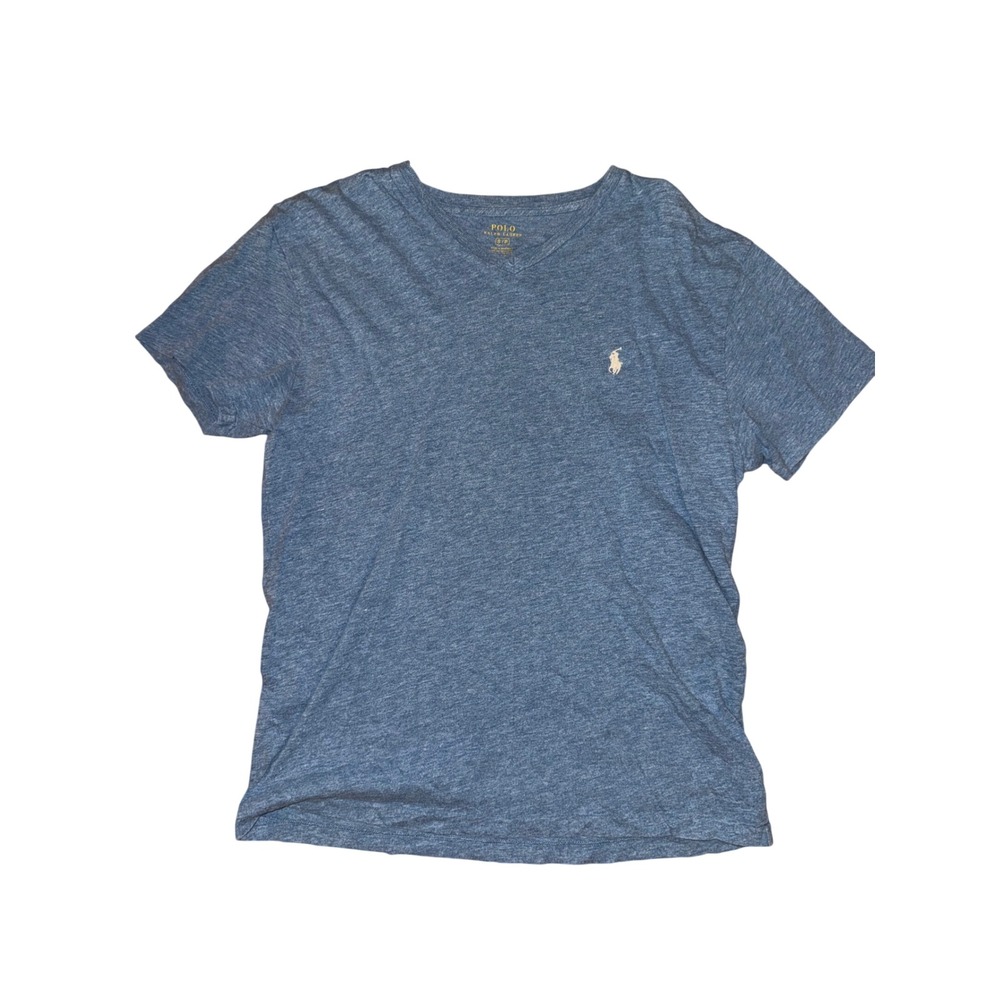 Polo Ralph Lauren Mens V-Neck T-Shirt Heather Blue Short Sleeve Pony Logo Small